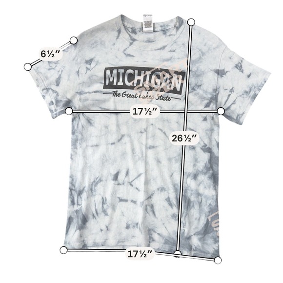 Michigan Tie Dye T Shirt Small Gray Graphic Great Lakes State Unisex Cotton - Picture 5 of 5
